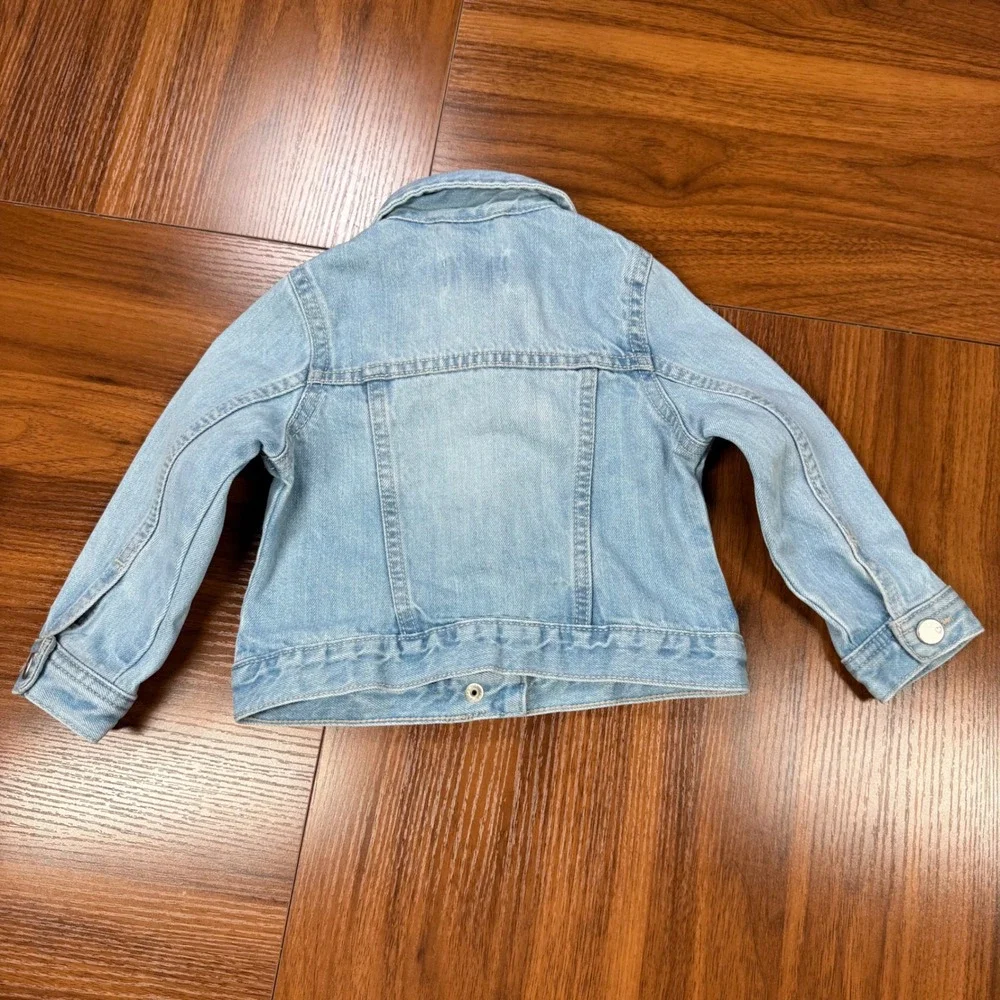 The Children's Place Girls Light Wash Ruffle Denim Jacket 18-24M Light Blue